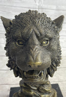 Cougar Lion Big Cat Predator Bust Bronze on Marble Base 12" x 7"