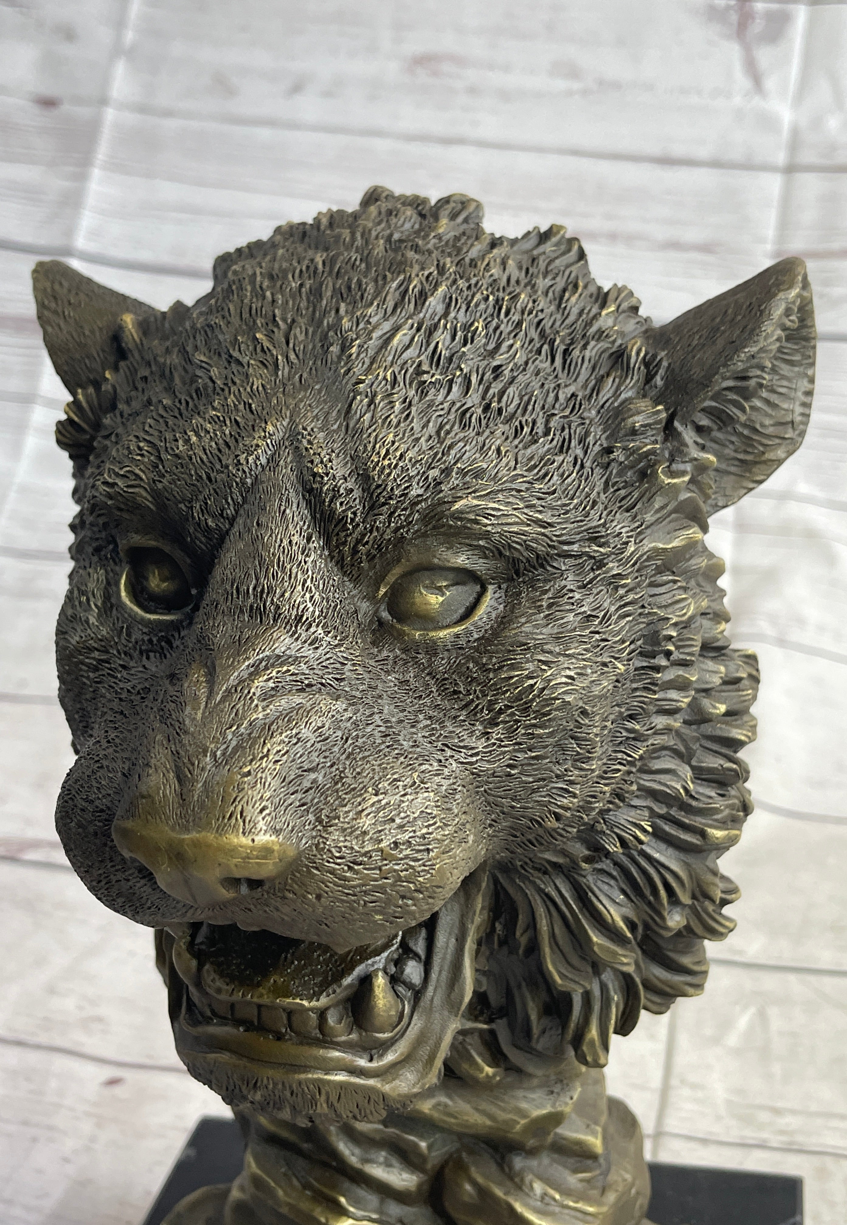 Cougar Lion Big Cat Predator Bust Bronze on Marble Base 12" x 7"