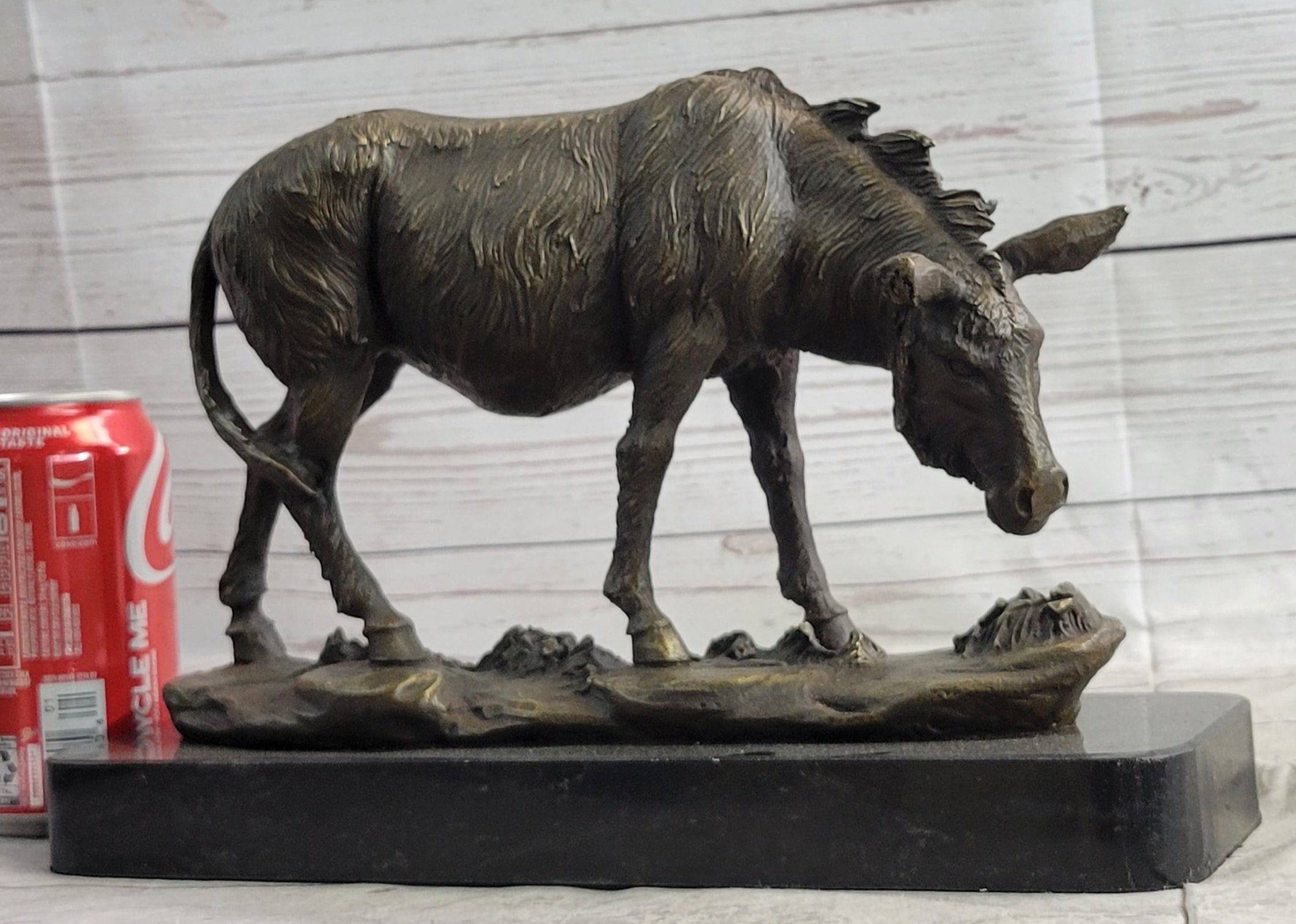 Donkey Mule Bronze Sculpture by Barye on Marble Base