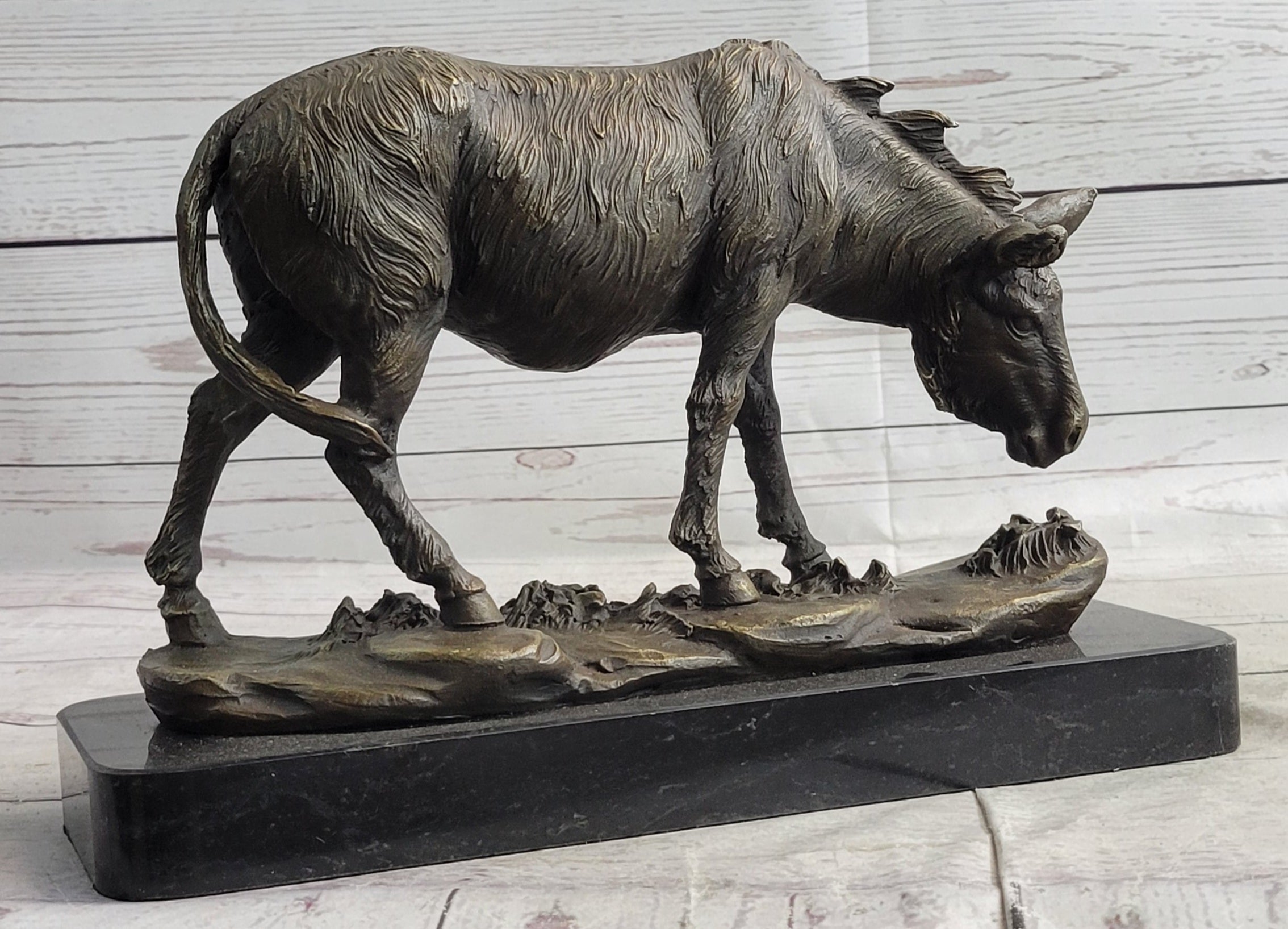 Donkey Mule Bronze Sculpture by Barye on Marble Base