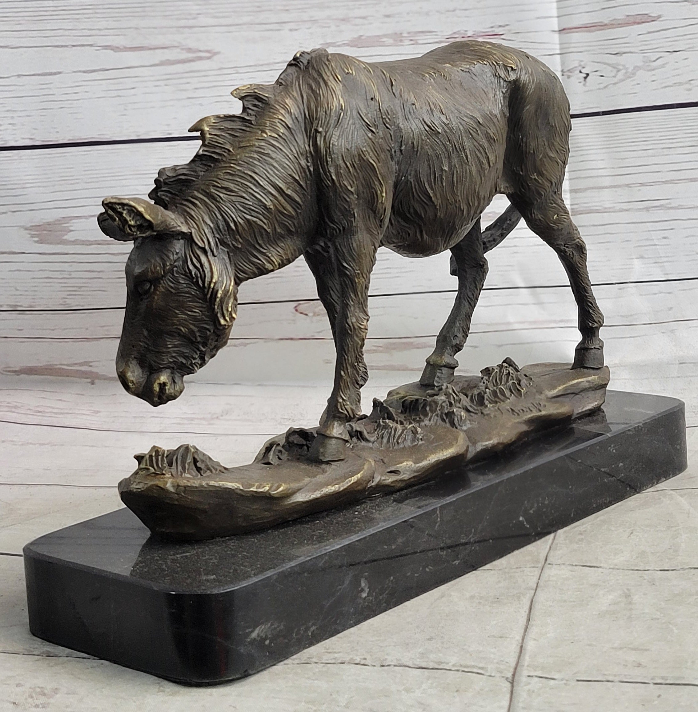Donkey Mule Bronze Sculpture by Barye on Marble Base