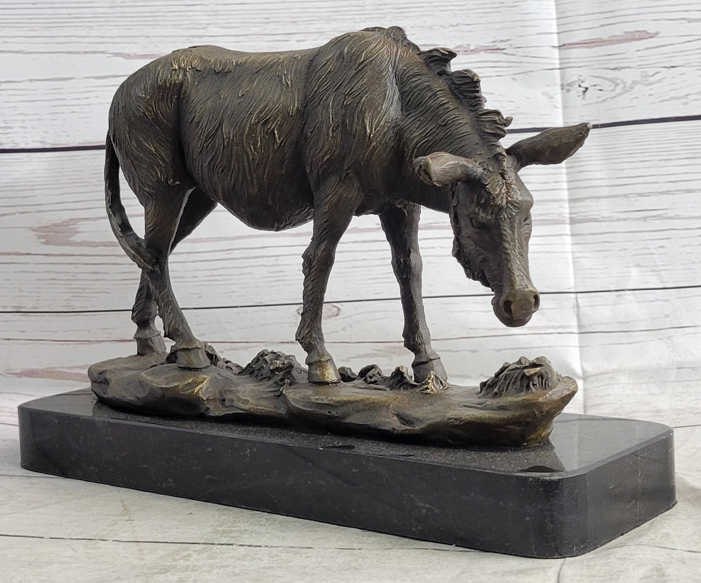 Donkey Mule Bronze Sculpture by Barye on Marble Base