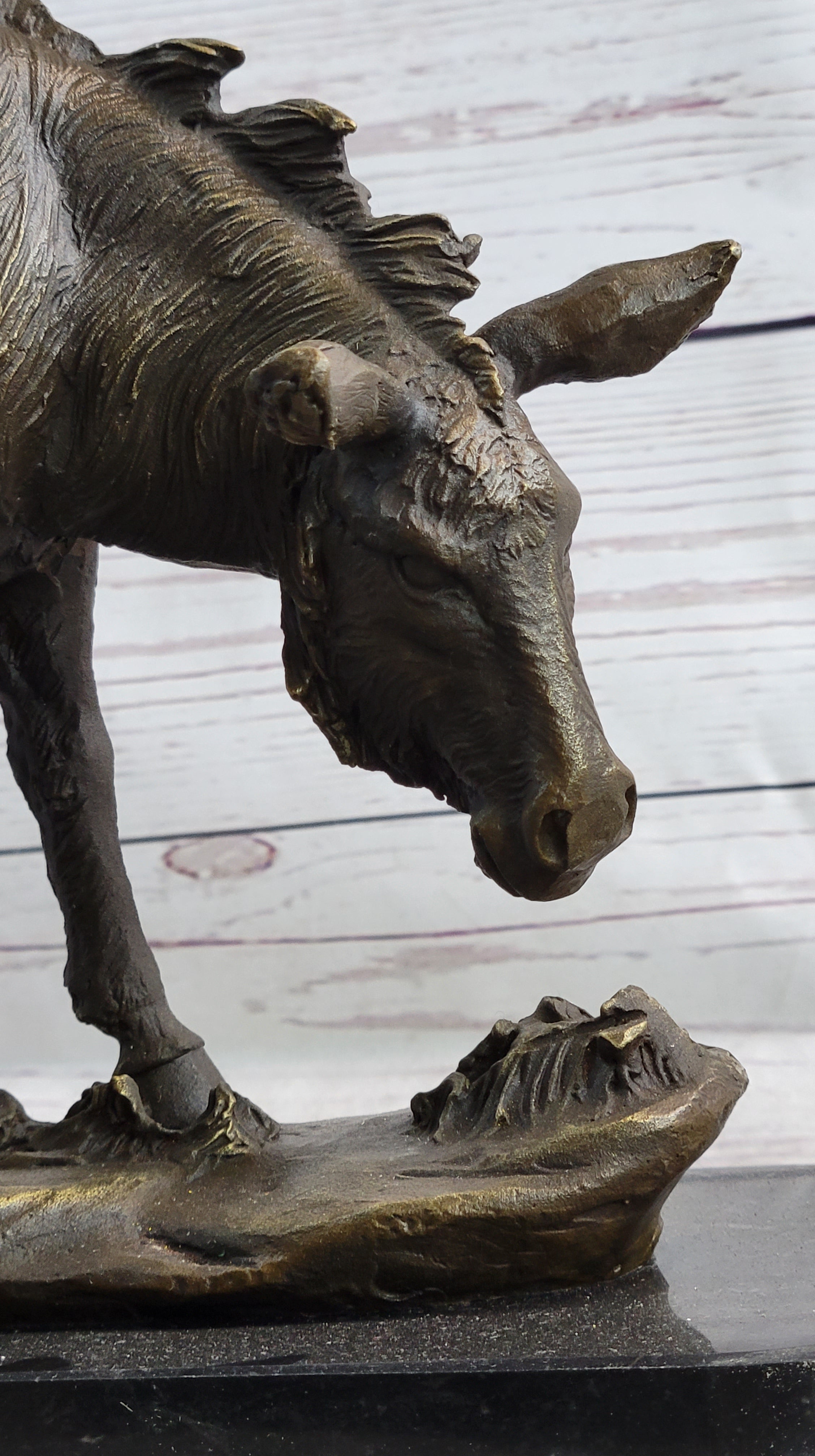 Donkey Mule Bronze Sculpture by Barye on Marble Base