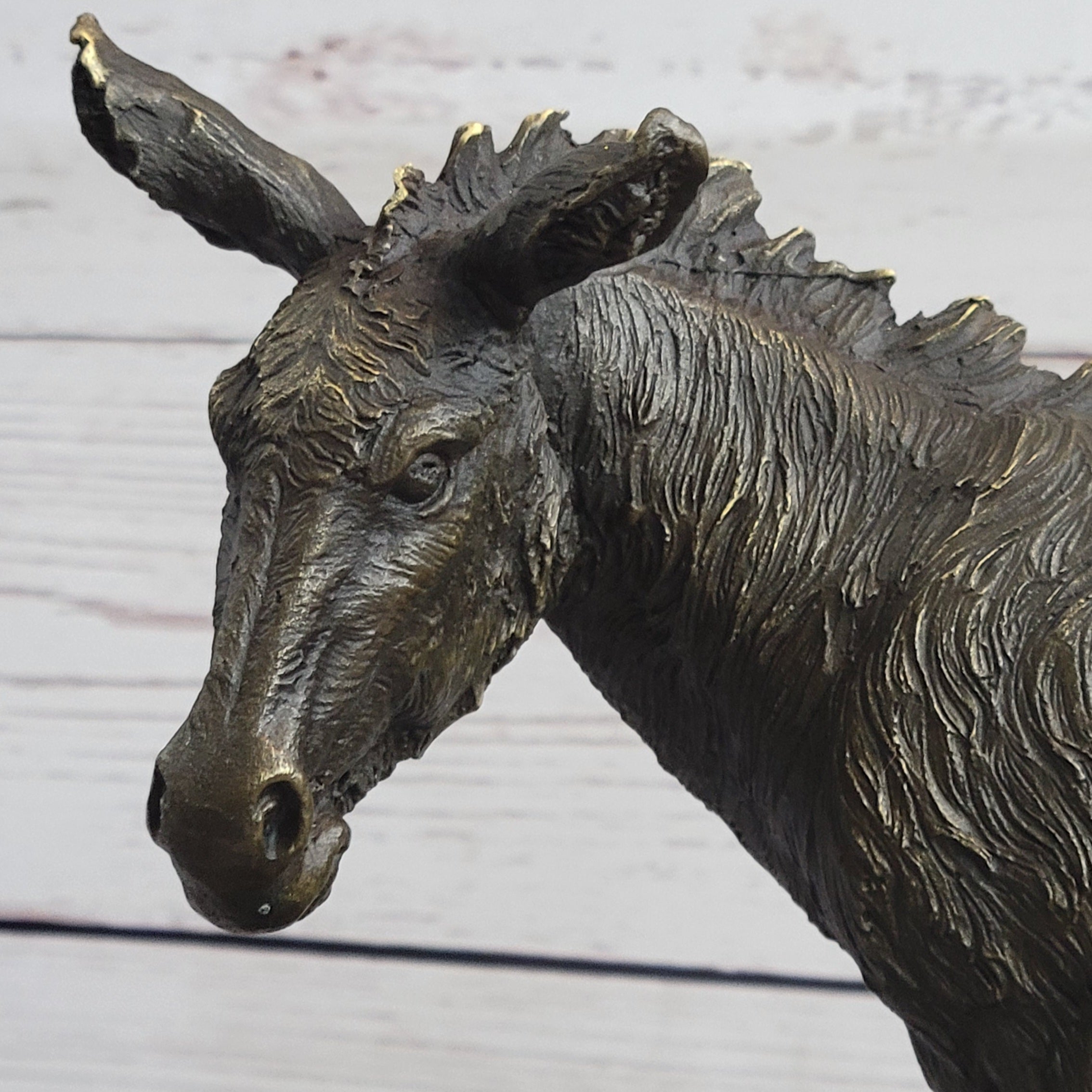 Donkey Mule Ass Bronze Sculpture on Marble Base Signed Barye
