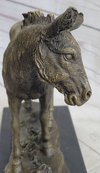 Donkey Mule Ass Bronze Sculpture on Marble Base Signed Barye