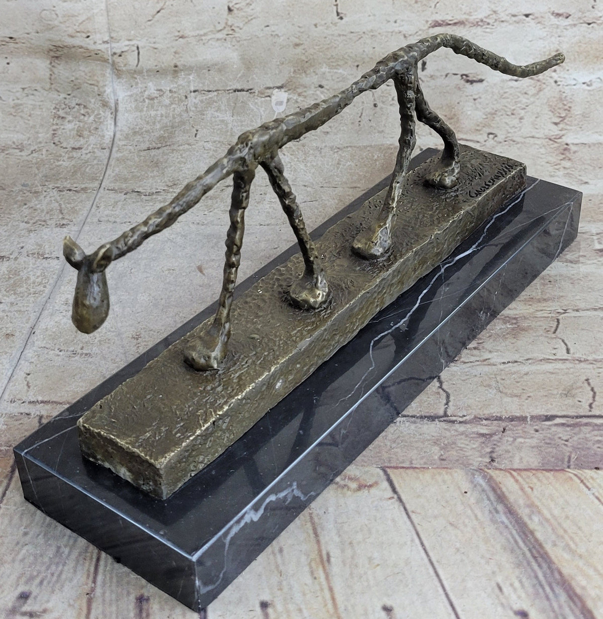 Abstract Cat Bronze Sculpture by Alberto Giacometti 6" x 15"