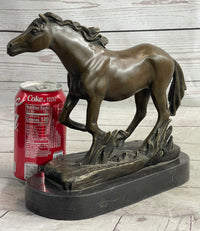 Arabian Horse Trotting in Field Bronze Sculpture