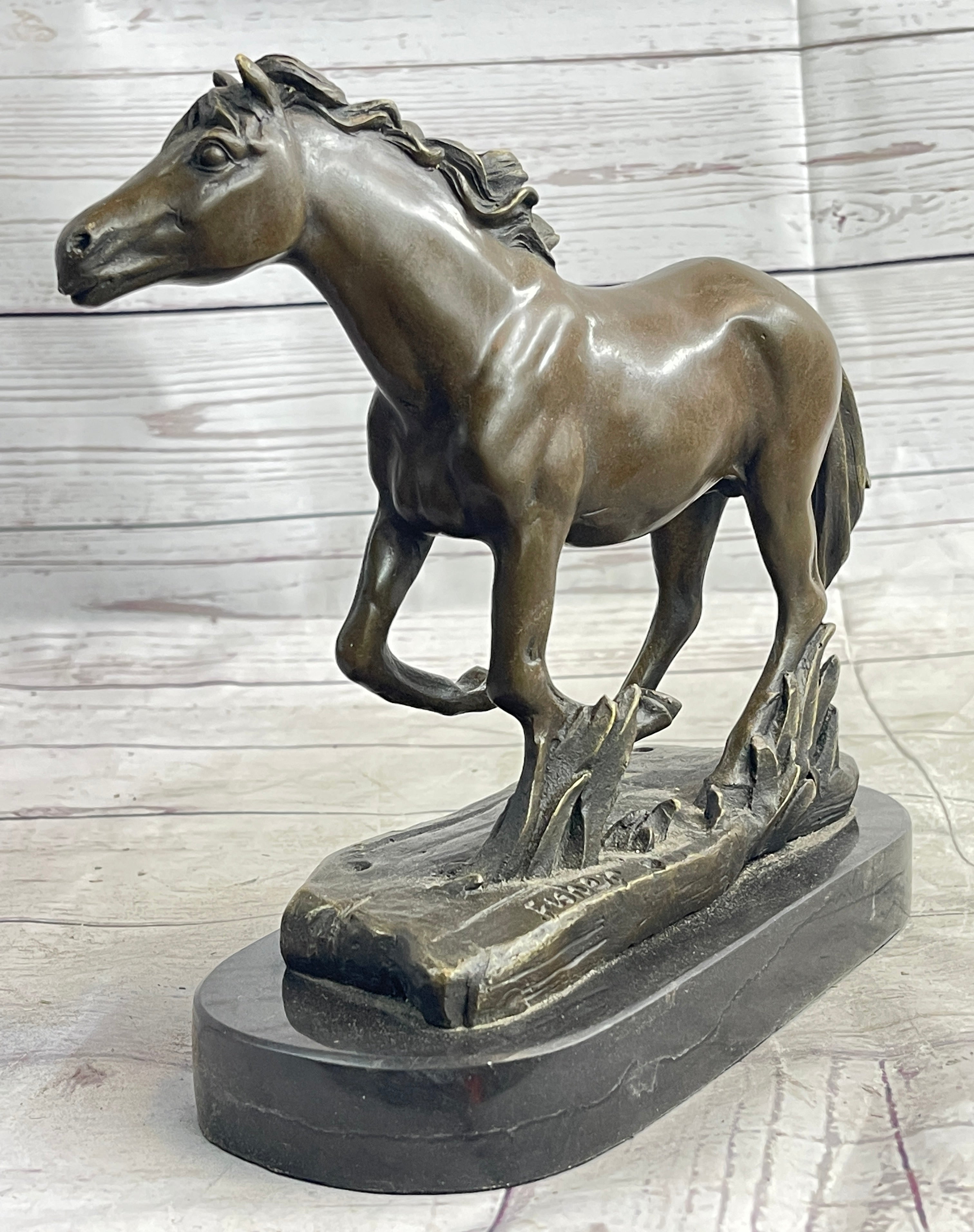 Arabian Horse Trotting in Field Bronze Sculpture