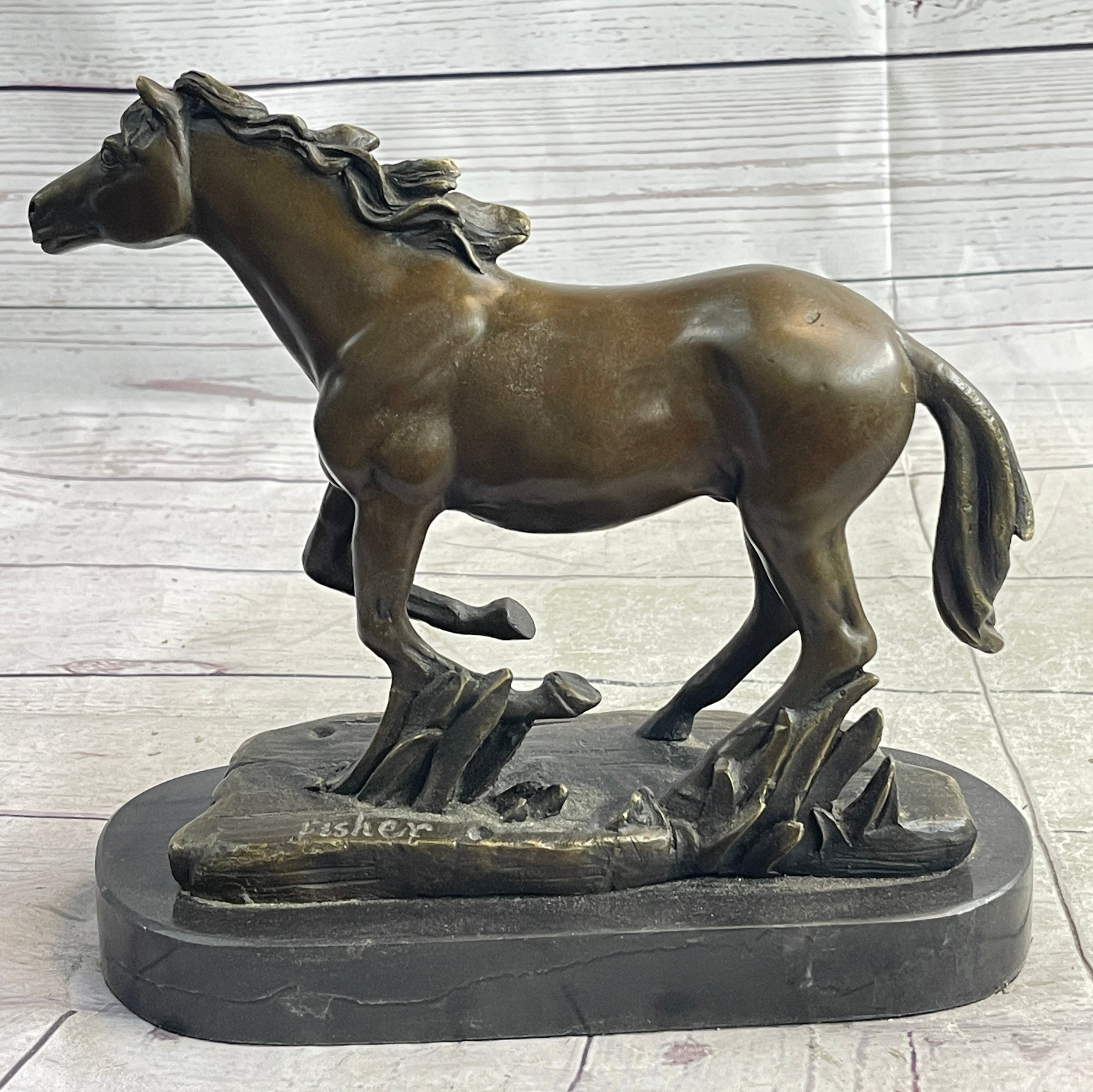 Arabian Horse Trotting in Field Bronze Sculpture