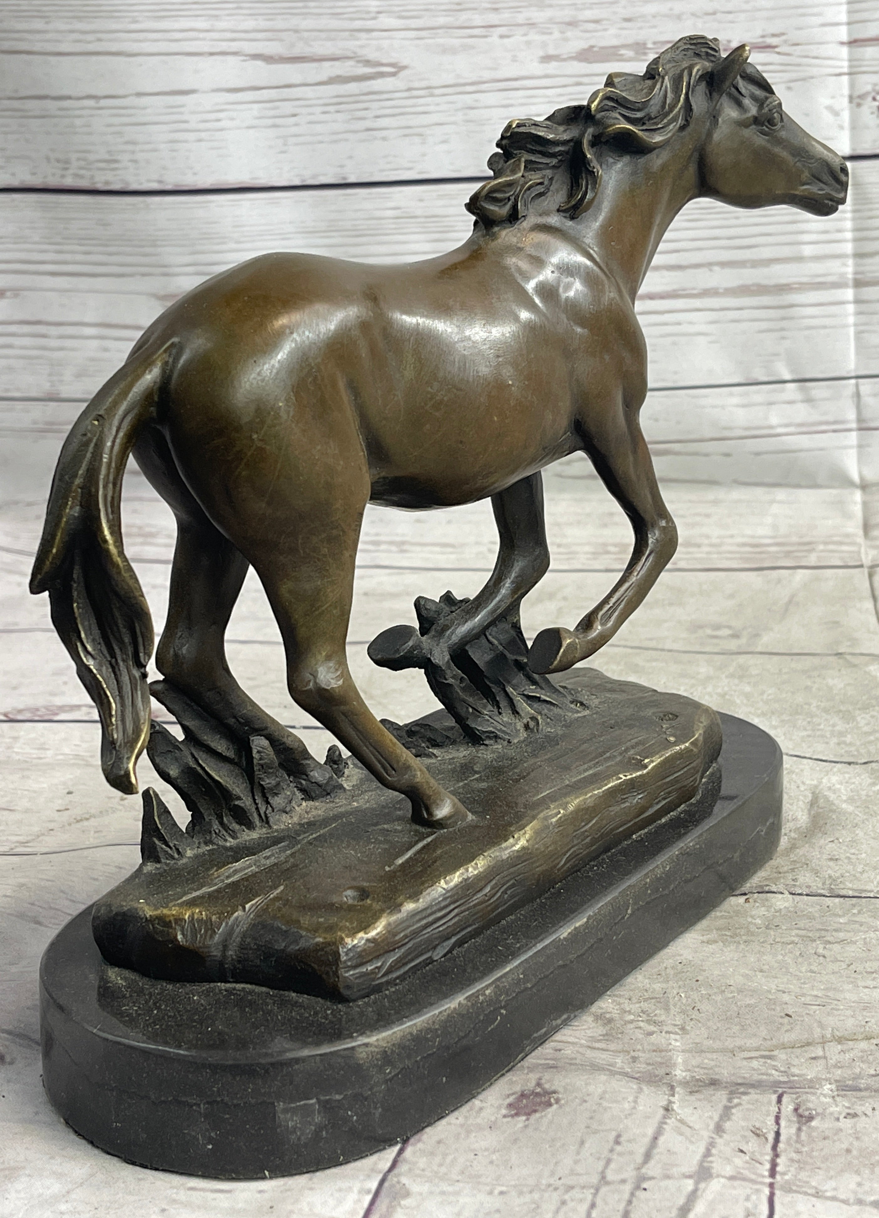 Arabian Horse Trotting in Field Bronze Sculpture