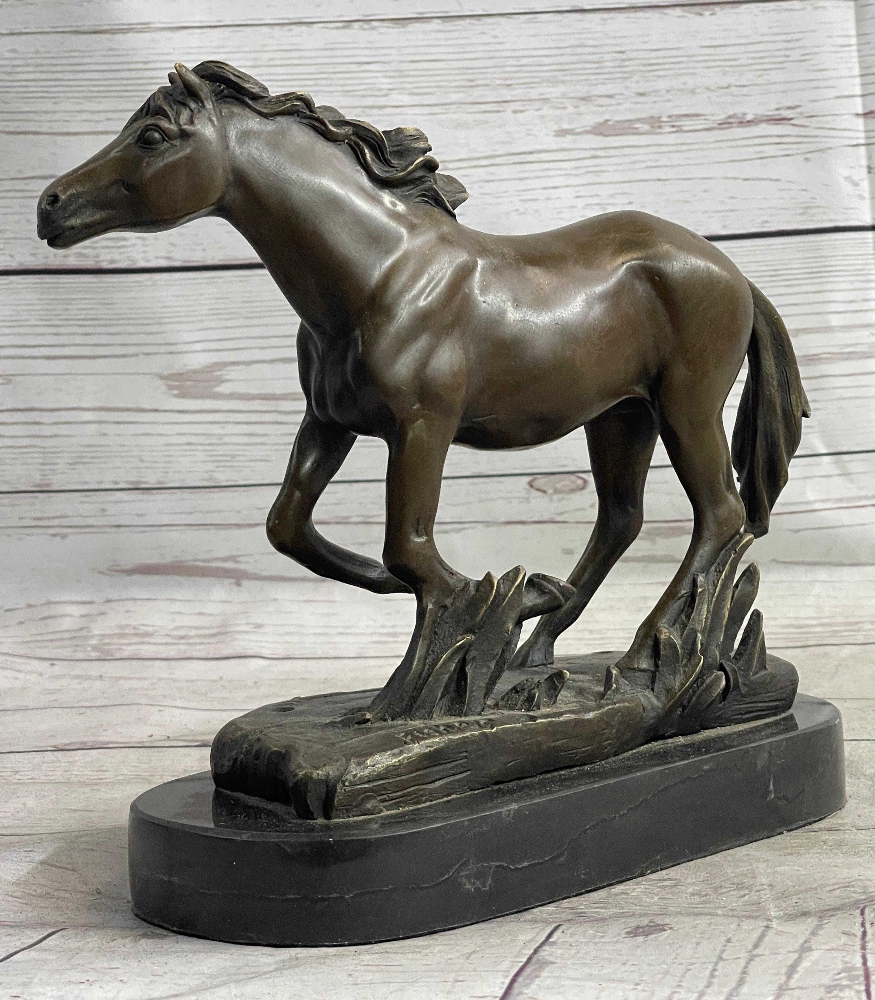 Arabian Horse Trotting in Field Bronze Sculpture
