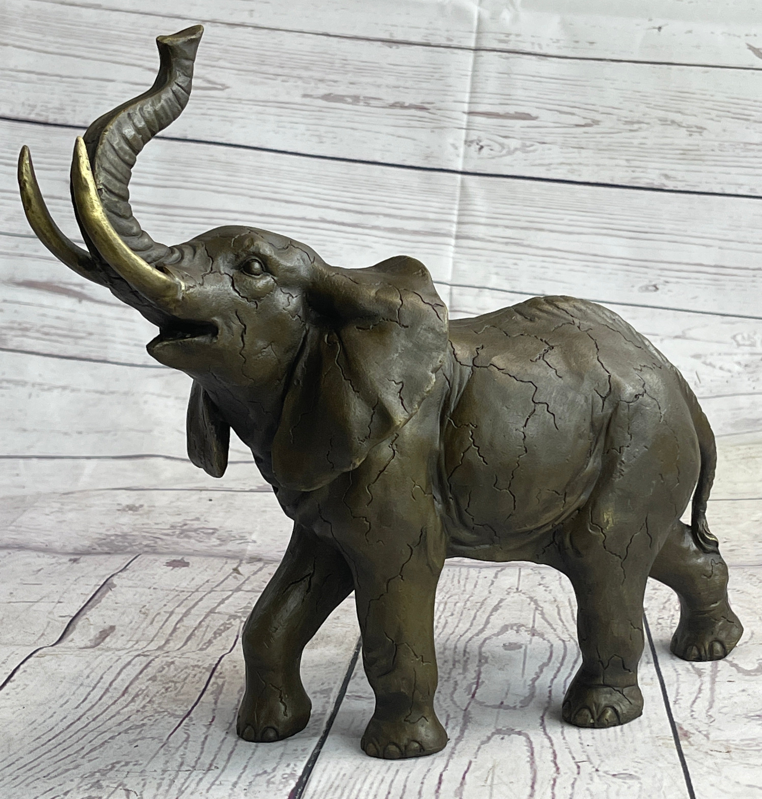 Elephant Bronze Metal Sculpture 11" x 13"
