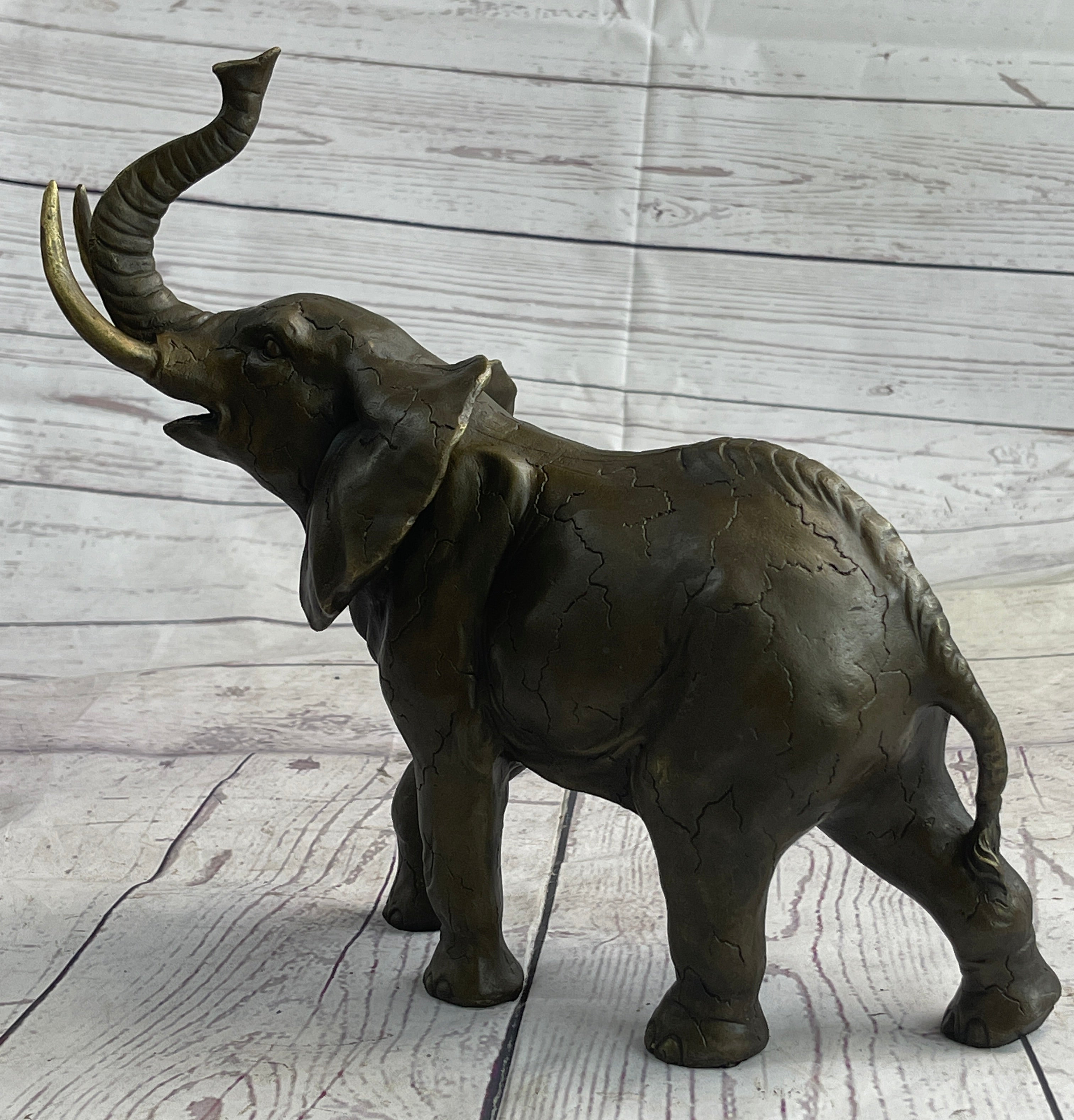 Elephant Bronze Metal Sculpture 11" x 13"