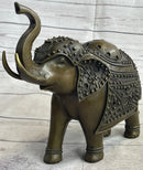 Signed Laughing Elephant Symbol of Luck Bronze Sculpture