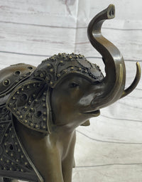 Signed Laughing Elephant Symbol of Luck Bronze Sculpture