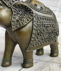 Signed Laughing Elephant Symbol of Luck Bronze Sculpture