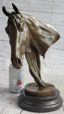 Horse Head Bust Equestrian Bronze Sculpture Signed 13" x 9"