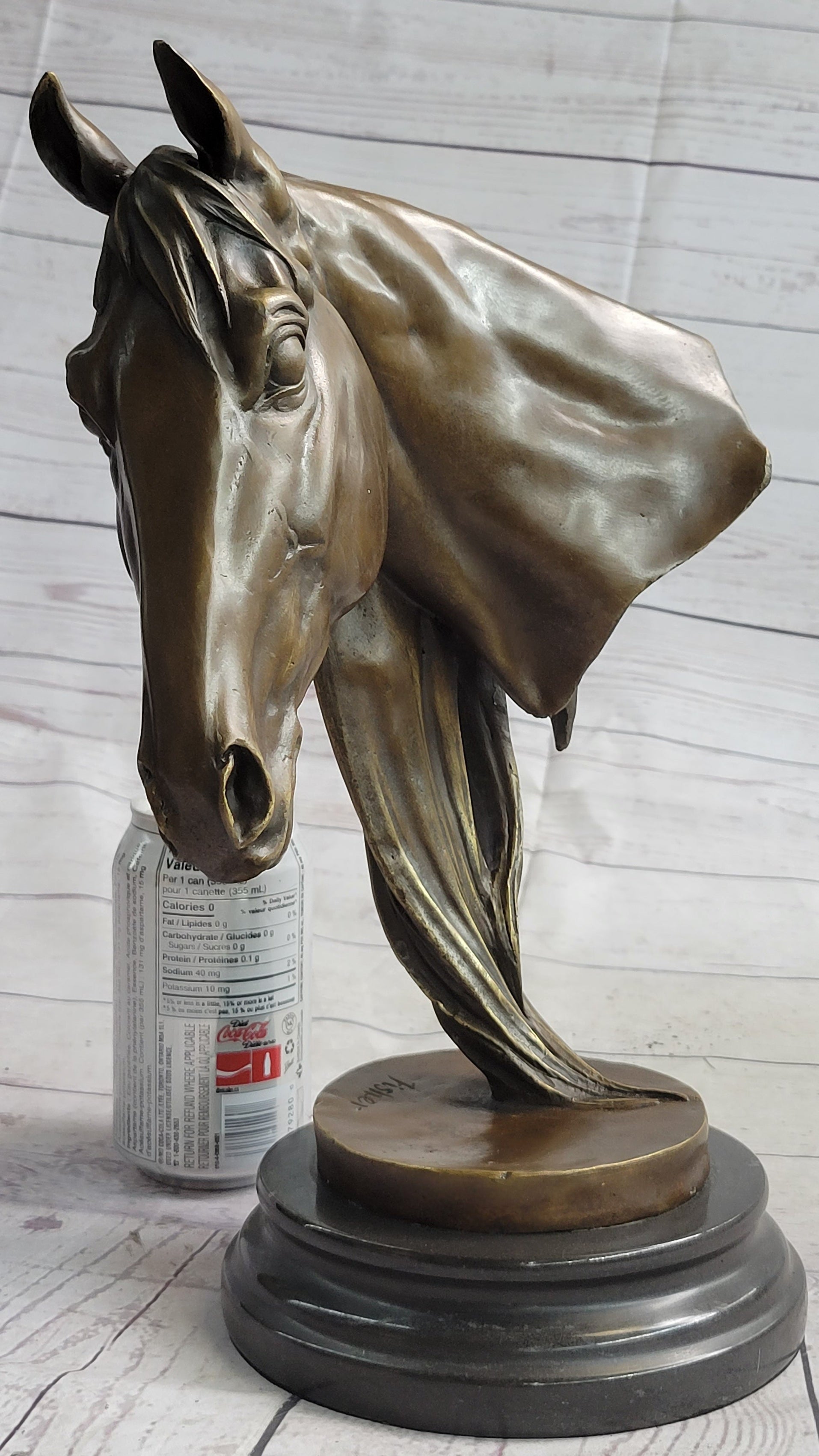 Horse Head Bust Equestrian Bronze Sculpture Signed 13" x 9"