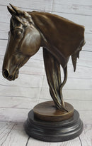 Horse Head Bust Equestrian Bronze Sculpture Signed 13" x 9"
