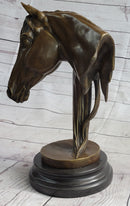 Horse Head Bust Equestrian Bronze Sculpture Signed 13" x 9"