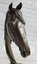 Horse Head Bust Equestrian Bronze Sculpture Signed 13" x 9"