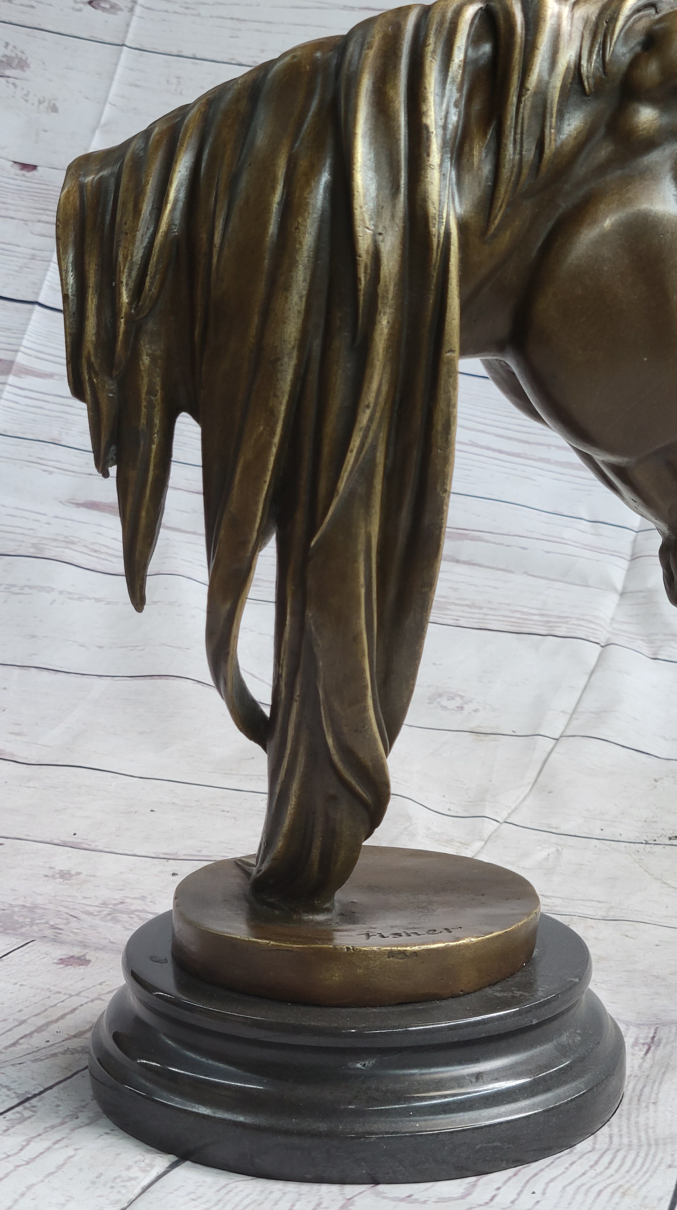Horse Head Bust Equestrian Bronze Sculpture Signed 13" x 9"