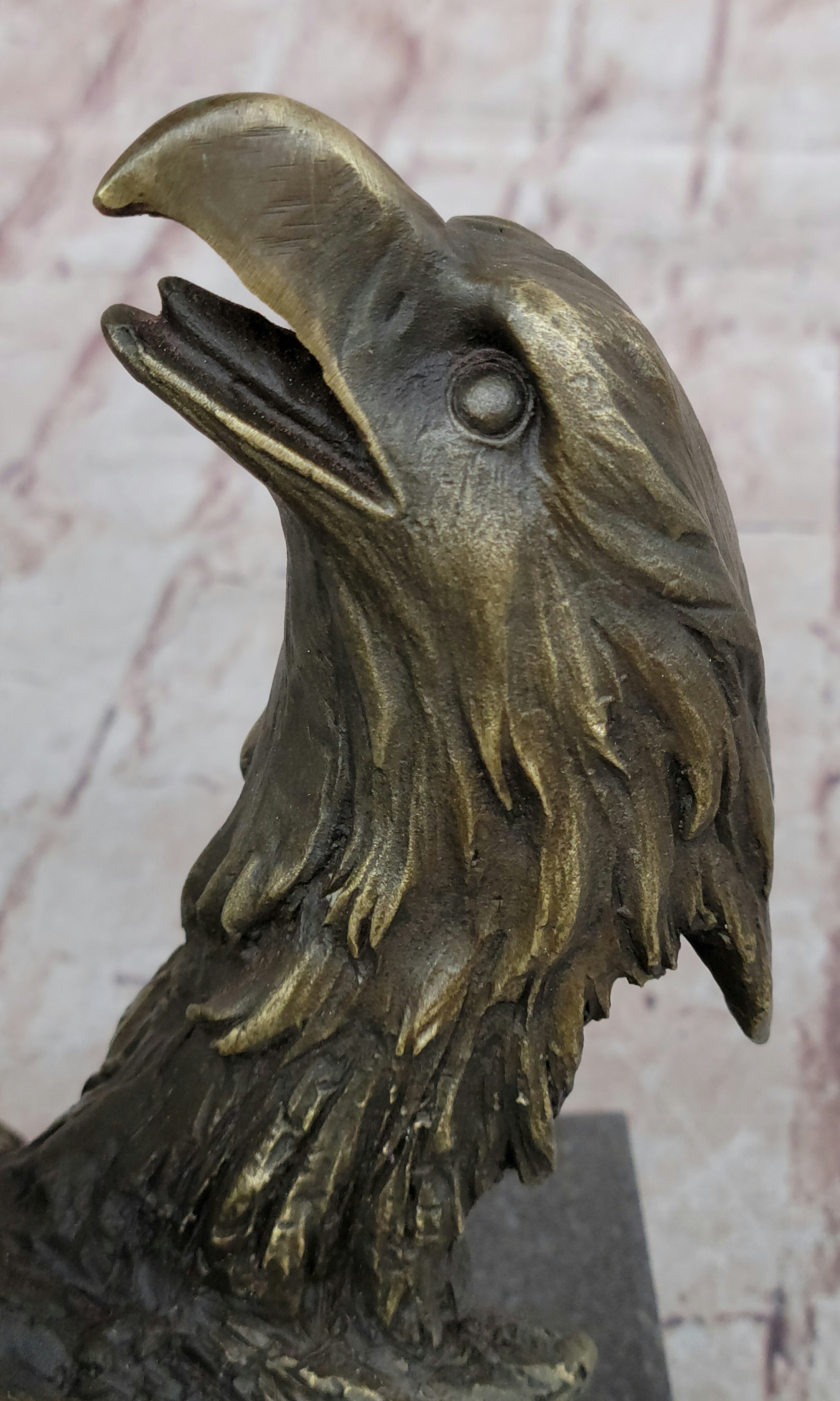 Eagles & Bear Hunting Fish Bronze Sculpture by Milo on Marble
