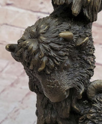 Eagles & Bear Hunting Fish Bronze Sculpture by Milo on Marble