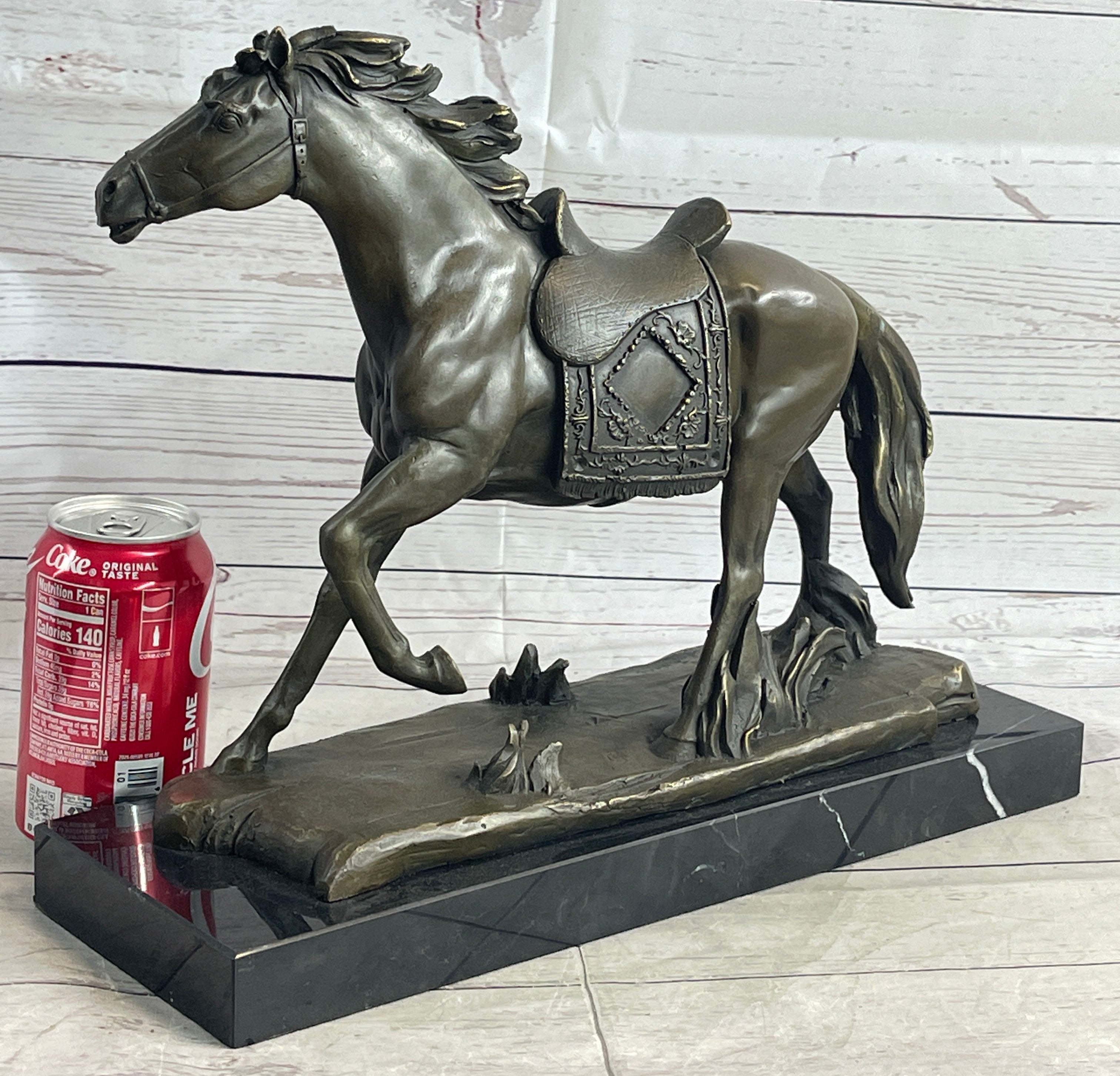 Saddled War Horse Equestrian Bronze Sculpture after PJ Mene
