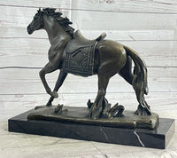 Saddled War Horse Equestrian Bronze Sculpture after PJ Mene