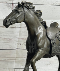 Saddled War Horse Equestrian Bronze Sculpture after PJ Mene