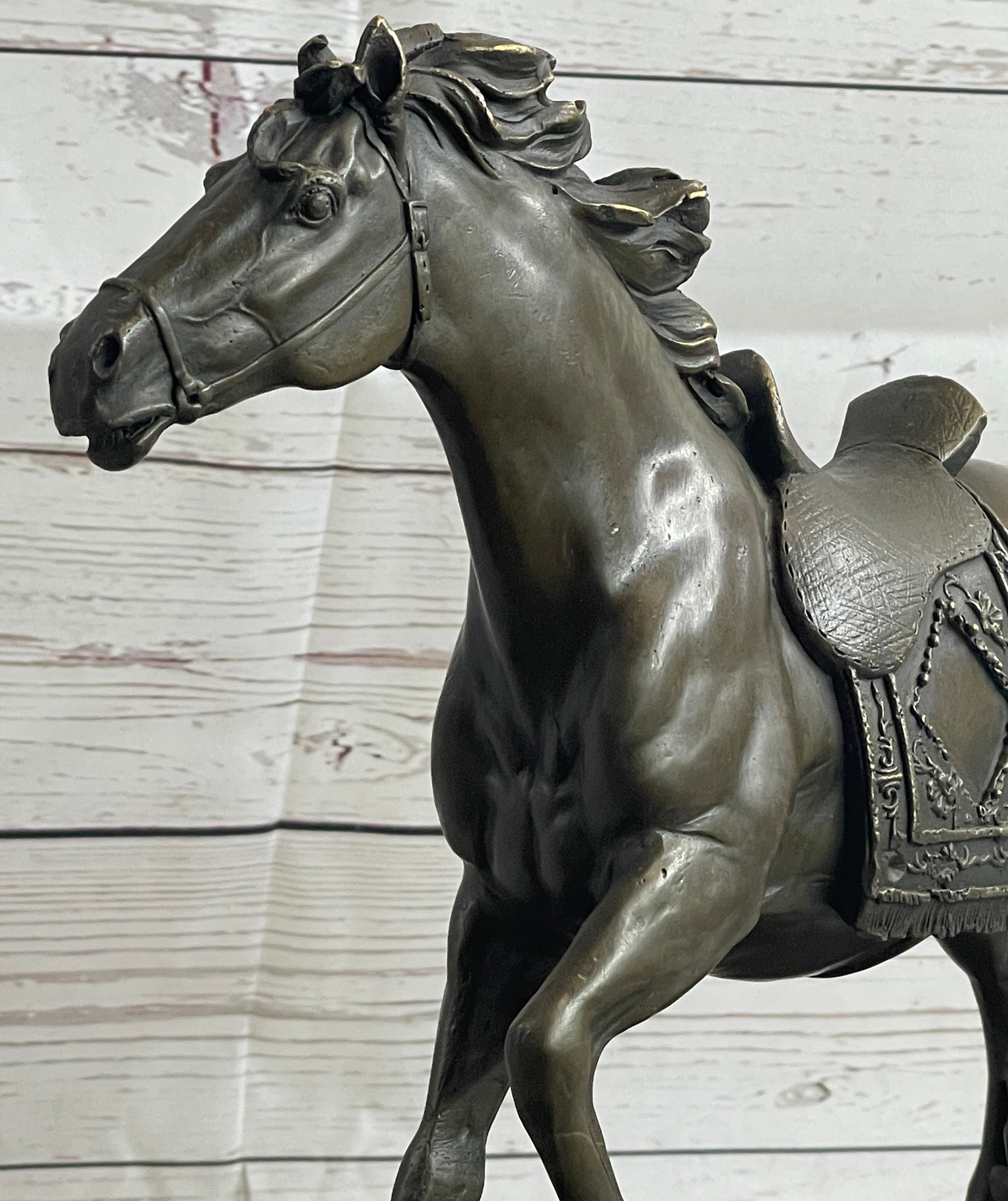 Saddled War Horse Equestrian Bronze Sculpture after PJ Mene