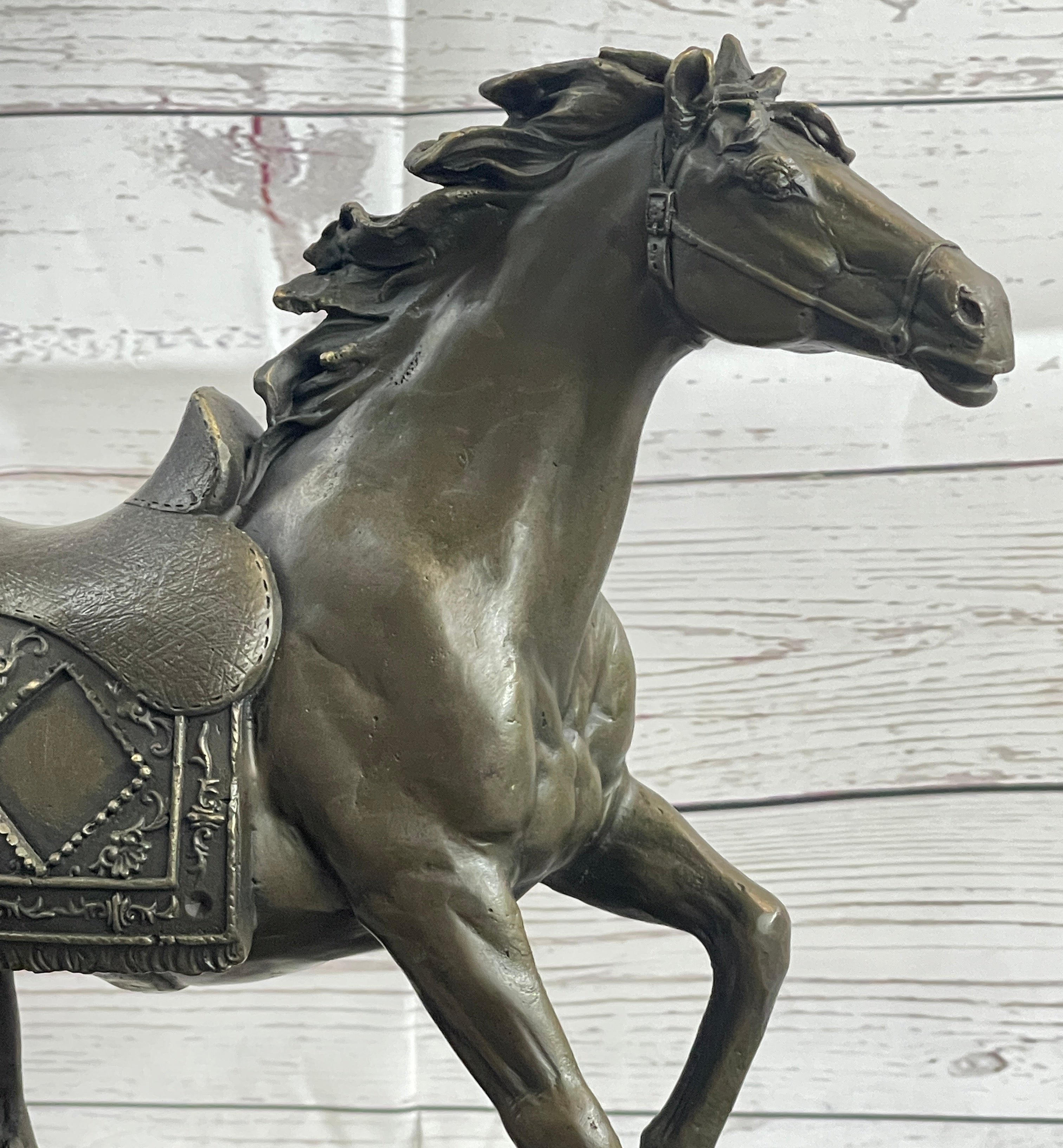 Saddled War Horse Equestrian Bronze Sculpture after PJ Mene