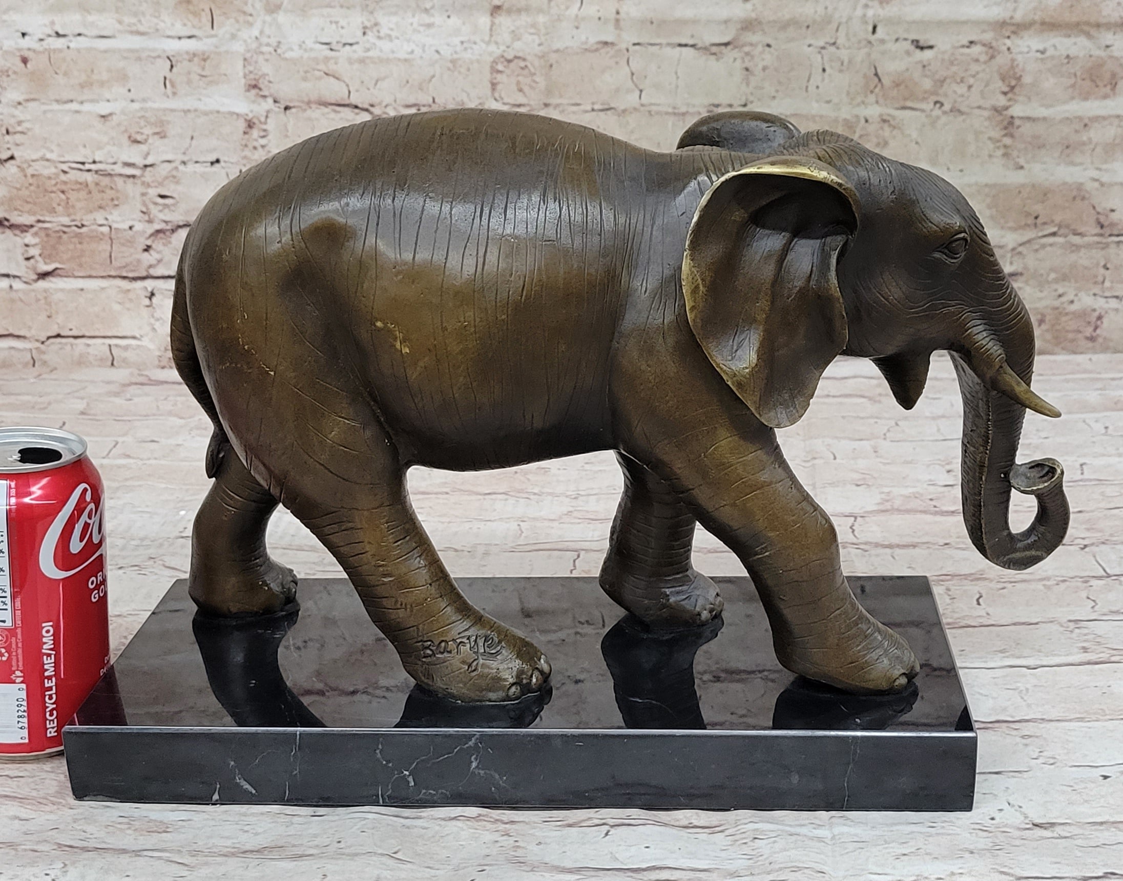 Elephant Bronze Sculpture on Marble Base - Antoine Barye