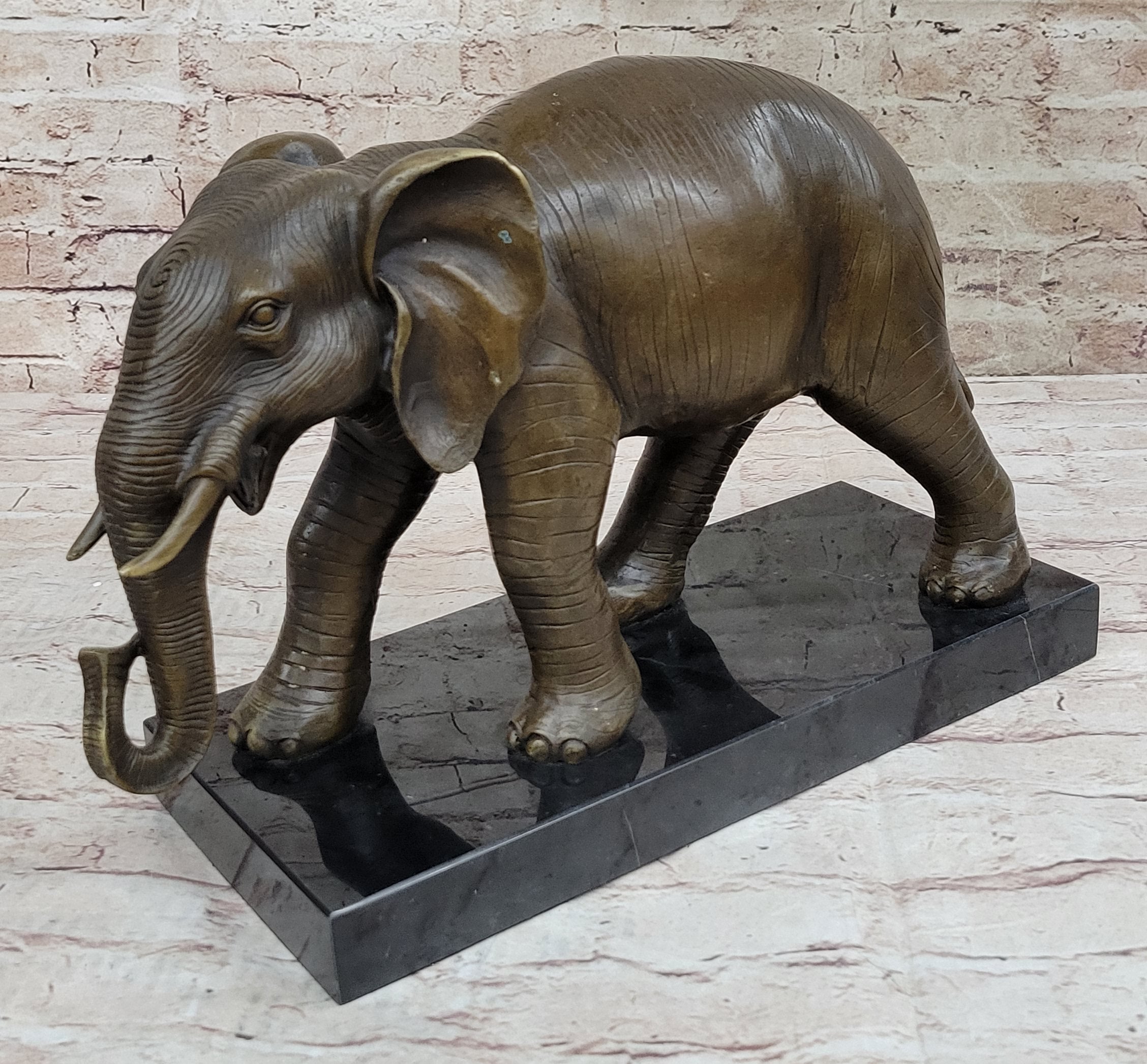 Elephant Bronze Sculpture on Marble Base - Antoine Barye