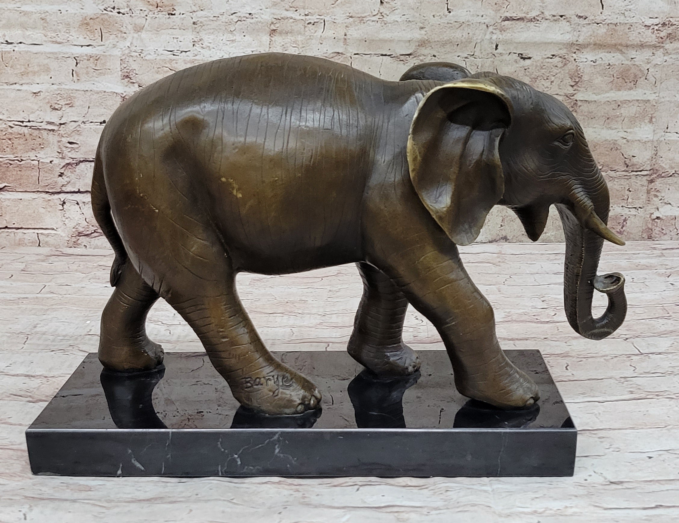 Elephant Bronze Sculpture on Marble Base - Antoine Barye