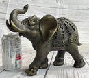 Indian Elephant Bronze Metal Sculpture Signed 8.5" x 12"