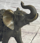 Indian Elephant Bronze Metal Sculpture Signed 8.5" x 12"