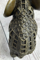 Indian Elephant Bronze Metal Sculpture Signed 8.5" x 12"
