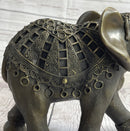 Indian Elephant Bronze Metal Sculpture Signed 8.5" x 12"