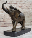 Boy Child Sleeping on Indian Elephant Bronze Sculpture