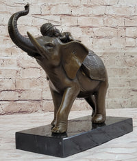 Boy Child Sleeping on Indian Elephant Bronze Sculpture
