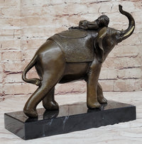 Boy Child Sleeping on Indian Elephant Bronze Sculpture