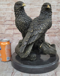 Juvenile American Bald Eagles Bronze Sculpture on Marble Base