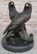 Juvenile American Bald Eagles Bronze Sculpture on Marble Base