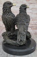 Juvenile American Bald Eagles Bronze Sculpture on Marble Base