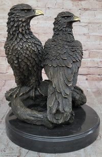 Juvenile American Bald Eagles Bronze Sculpture on Marble Base
