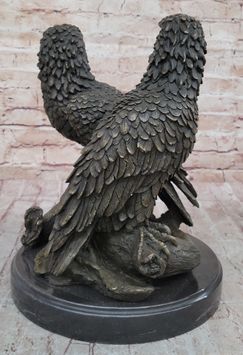 Juvenile American Bald Eagles Bronze Sculpture on Marble Base