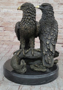 Juvenile American Bald Eagles Bronze Sculpture on Marble Base
