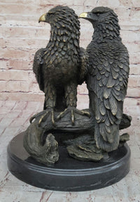 Juvenile American Bald Eagles Bronze Sculpture on Marble Base